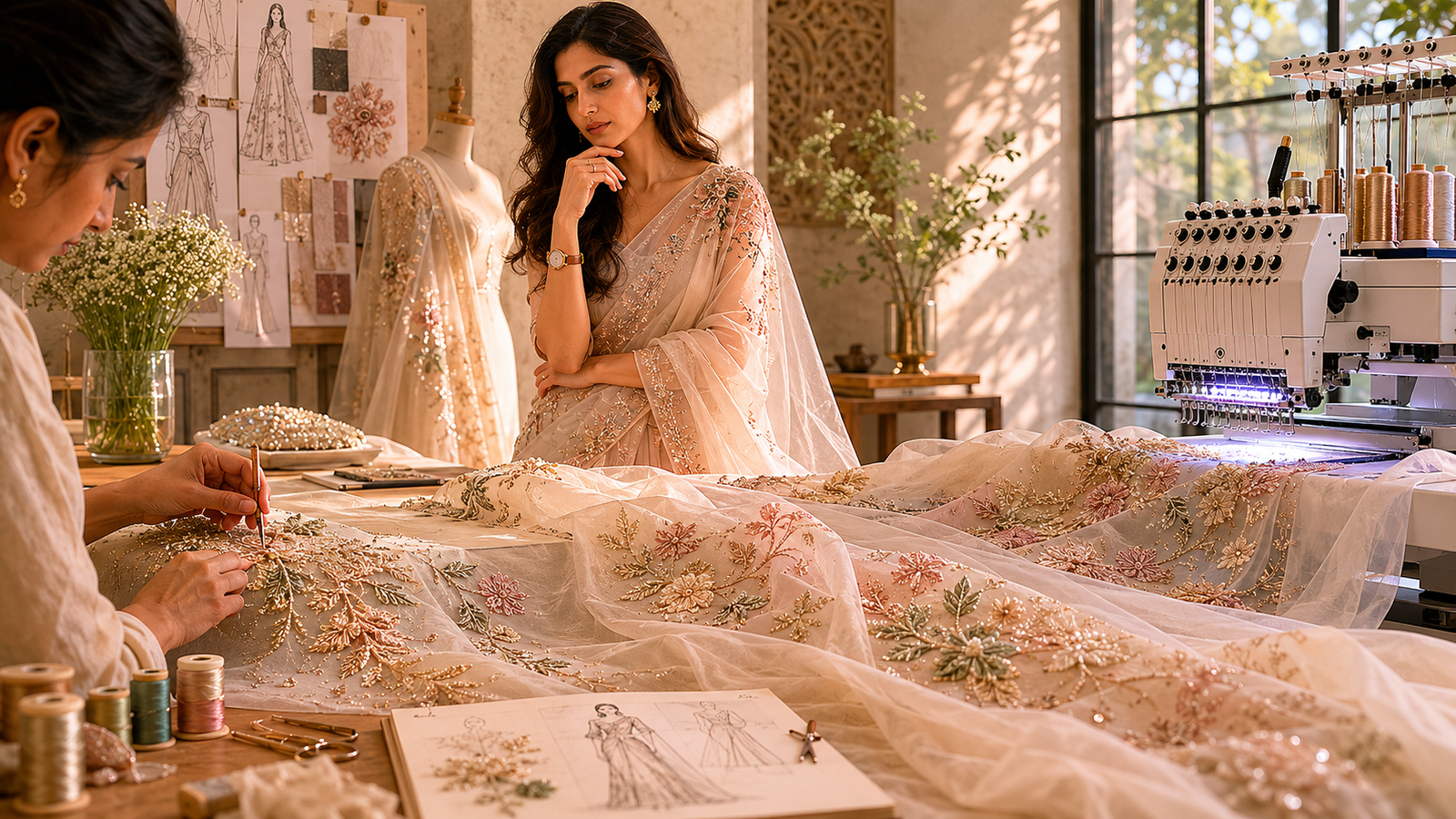 Machine vs. Hand Embroidery: A Designer's Secret to Maximising Your Couture Budget
