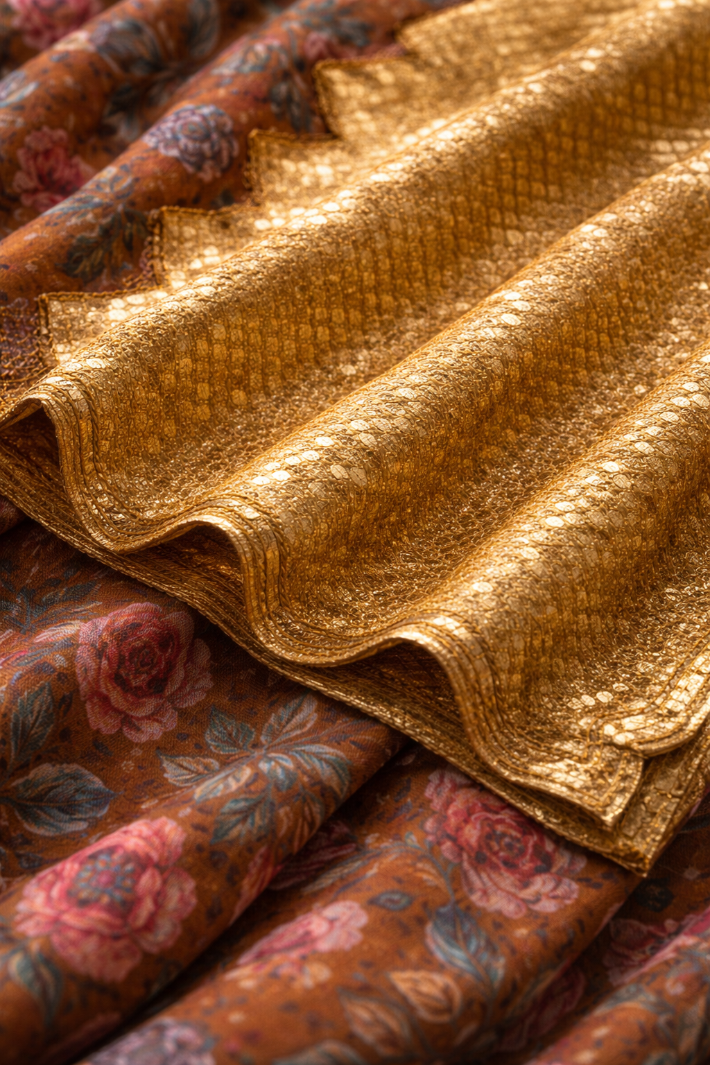 Detail view of Elegant Crepe Saree with Handcrafted Sequin Border