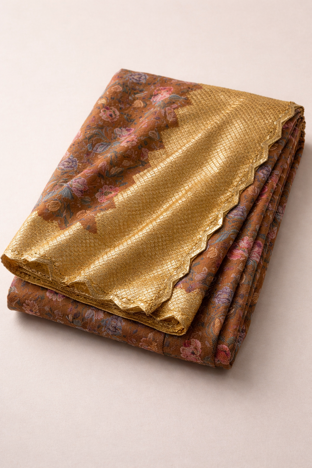 Detail view of Elegant Crepe Saree with Handcrafted Sequin Border