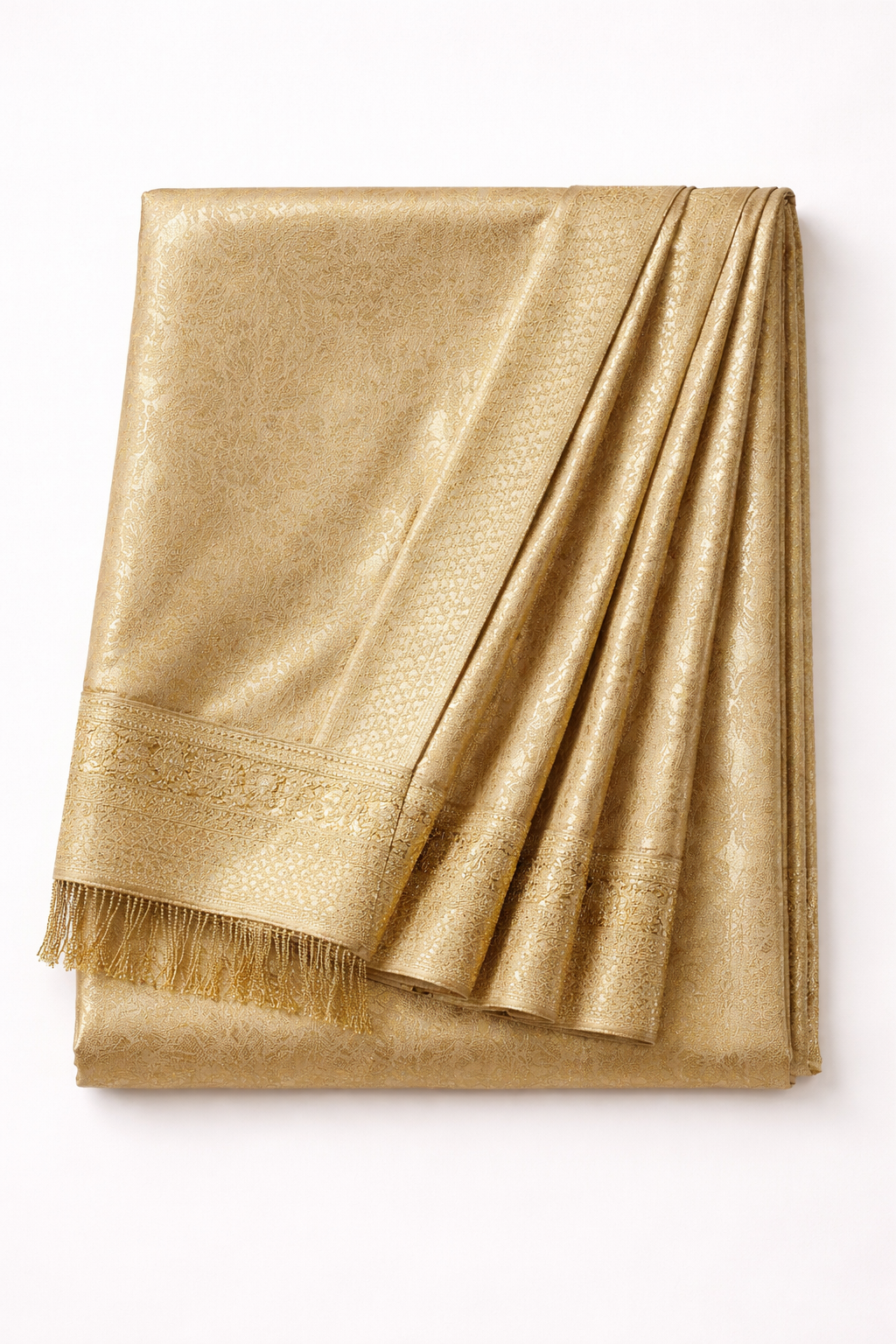 Detail view of Elegant Plain Tissue Saree with Tassels
