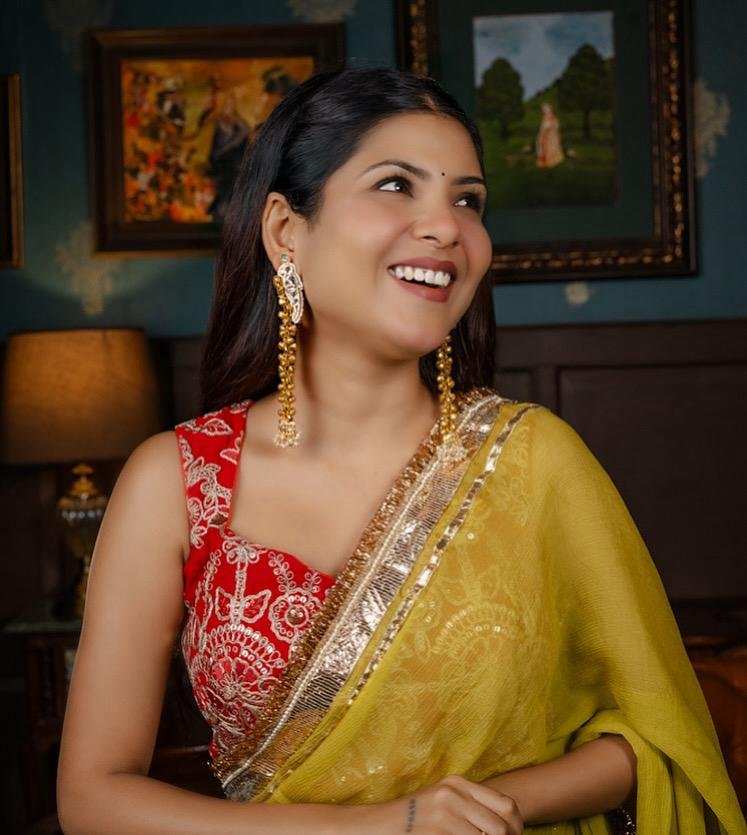 Chiffon saree with Hyderabadi Gota work with Kiran