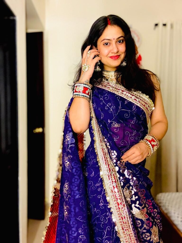 Heavy Gota embroided saree with gota and coin work detailing